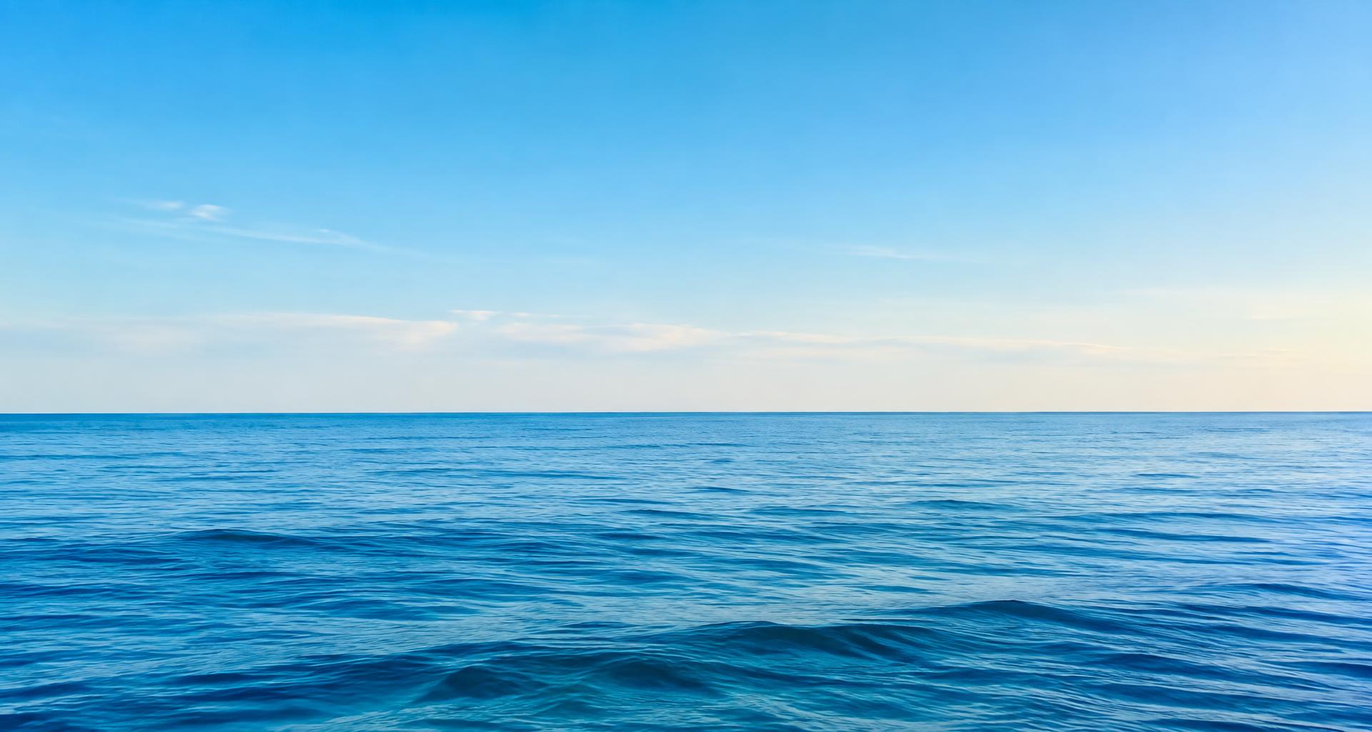 Calm open ocean horizon at dawn